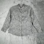 Chico's Shirt Women 8/10 1 Black Gray Cheetah Print CoolMax All Seasons Preppy Photo 1