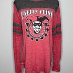 BATMAN Harley Quinn Red Gray Graphic Long Sleeve Shirt Juniors Large Size undefined Photo 0