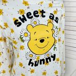 Disney Winnie The Pooh Sweet As Honey Floral Sweatshirt White Yellow Medium Photo 4