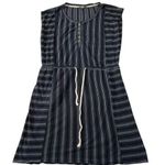 Lucky Brand Striped Cap Sleeve Tunic Shirt Dress Size Medium Tie Waist Nautical Photo 0