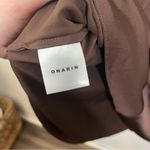 Onarin Brown White Two Tone Satin Halter Slip Midi Dress Small Photo 3