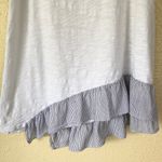Dylan  gauzy White cotton blue striped accent frill Top M Photo 1