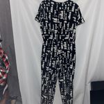 Halston Heritage Black and White Geometric Jumpsuit Size XL back zipper pockets Photo 11