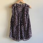 Pleione Shirt Womens Size XS Cheetah Leopard Tunic Sleeveless Ruffle Blouse Top Photo 4