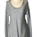 Vintage Havana  Navy Blue And White Striped Drop Shoulder Asymmetrical Hem‎ Top S Photo 0