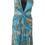 NWT Lafee Jasmine FORMAL PARTY Halter Sequin Blue Paisley Dress SZ 12 TROPICAL Photo 0