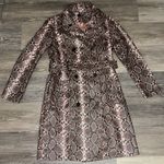 AQUA  Snake Print Faux-Leather Trench Coat Photo 1