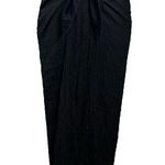 Vince  Pleated Tie Front Midi Skirt Black Gathered Front Slit Womens Size XS Photo 0