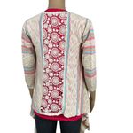 Maurice's Womens Cardigan Sweater Crochet Back Striped Fringed Open Front Medium Photo 3