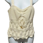 Rachel Zoe ‎ Boho Crochet Crop Babydoll Top L Ivory Indie Sleaze Coquette Resort Photo 0