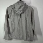 Eileen Fisher Rumpled Hooded Jacket Cotton Metallic Lightweight Small Gray Snap Photo 2