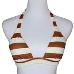 Victoria's Secret White Brown Halter Push Up Bikini Swim Bra Top sz Small Photo 0