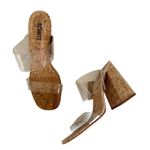 Schutz  Victorie Beige Cork & Transparent Vinyl Block Heel Sandals Womens Size 10 Photo 0