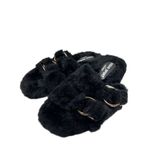 Urban Sports by J/Slides Slippers Size‎ 7 Black Faux Fur Slip On Winter Shoes Photo 1
