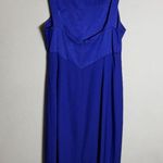 Adrianna Papell Vtg  Sleeveless Sheath Midi Dress Women's 12 Blue Cocktail Slit Photo 2