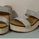 Steve Madden Brown Tan Silver ‘Emerson’ Diamond Diamonds Strappy Chunky Platform Open-Toe Sandals Pumps Heels Shoes Size 8.5 💎 Photo 1