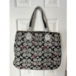 Coach Poppy Signature Hearts Glam Grey/ Black Canvas Large Tote Bag Photo 1