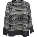 T by Talbots Womens Fair Isle Knit Cowl Neck Long Sleeve Sweater Gray Size XS Black Photo 0