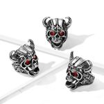 NWOT Viking Stainless Steel Skull Ring with Red Gem Eyes size‎ 13 Silver Photo 1
