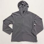 Zella Grey Shade tunic Length Windbreaker with Zip Front, Hoodie and Pockets Photo 0