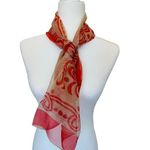 Vintage 60's 70's Red & Gray Cream Swirls & Dots Pattern Retro 16x40‎ Photo 1