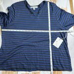 Good American  100% Linen Stripe Long Sleeve Top Blue Black size 2XL 5 Photo 6