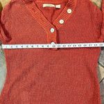 Natural Reflections  Orange Waffle V-neck Long Sleeve Sweater Medium Photo 6