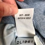 DL 1961 Chambray Kiki Mini Dress Raw Fringe Hem Off the Shoulder Short Sleeve L Photo 12