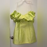 NWOT Alemais Suzi Off Shoulder Ruffle Mini Dress Sz 6 Green Chartreuse Photo 5