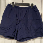 L.L. Bean Size 14 Navy Blue Linea Nylon Swim Shorts Lockets Elastic Waist Photo 0