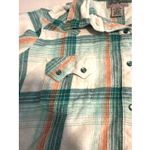 Wrangler  Wrancher Shirt Women's Sz XL Plaid‎ Teal Long Sleeve Pearl Snap Western Photo 6