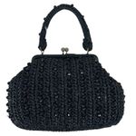Vintage Marcus Brothers Handbag Black Beaded Crochet Top Handle Evening 50s Glam Photo 3