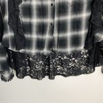 Divine Heritage Revolve Lace Button Front Plaid Shirt Gothcore Ruffles Medium Gray Photo 6