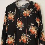 On The Road Black Floral Long Bell Sleeves Tunic Blouse Small Photo 3