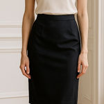 Burberry  Womens Silk Pencil Skirt‎ Size EU44 US8 Black Quiet Luxury Capsule Chic Photo 0