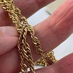 Vintage triple strand twisted flat link chain necklace Gold Photo 3
