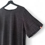 Eileen Fisher Grey Black Plaid Check Windowpane Shift Side S Women's L Dark Gray Photo 2