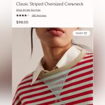 Free People NEW! We The Classic Striped Oversized Crewneck Sweatshirt LARGE Red Photo 4