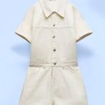 ZARA NWT DENIM TRF SHIMMERY PLAYSUIT Oyster White Medium Bloggers Fave Photo 7