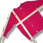 Vintage LL Bean Pink Preppy Cardigan Sweater M 100% Cotton Chunky Waffle Knit Size M Photo 4