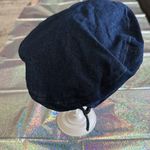 Navy Blue Denim Cap with Gold Chain Detail Photo 2