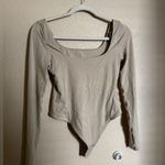 Lululemon Wundermost Ultra-Soft Square-Neck Long-Sleeve Bodysuit Sz S Riverstone Photo 3