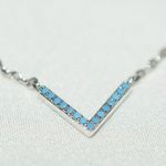 Source Unknown Dreamy Petite Blue Crystal Accent V Silver Tone Link Chain 16" Y2K Glam Necklace Photo 1