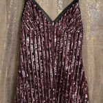 Victoria's Secret  Black Pink Sparkly Sequin Striped Slip Mini Babydoll Dress Smal Photo 0