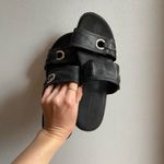 Black leather sandals with silver ring embellishments 🔥 Size 8.5 Photo 2