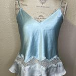 Victoria's Secret Victoria’s Secret Lightweight Satin like Cami Tank Lace Trim Light Blue White M Photo 1