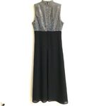 Vintage Molly Malloy metallic sheer overlay sheath maxi evening dress 6 Black Photo 2
