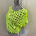 Women’s Fluorescent Green Mesh Oversized Tee. Flowy. Summer. Bright. Photo 3