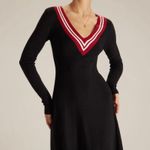 Rihoas Black V Neck Contrast Sweater Midi Dress, Size S, NWT Photo 2