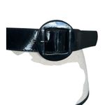 Black Belt with Circular Buckle and Leather Finish Size 10 Photo 6